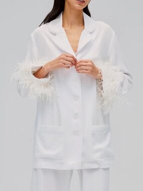 Sleeper Party Pajamas with Detachable Feathers White top shirt